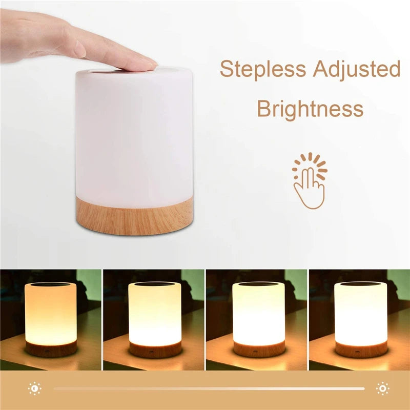 Stepless adjustable brightness touch sensor night lamp.