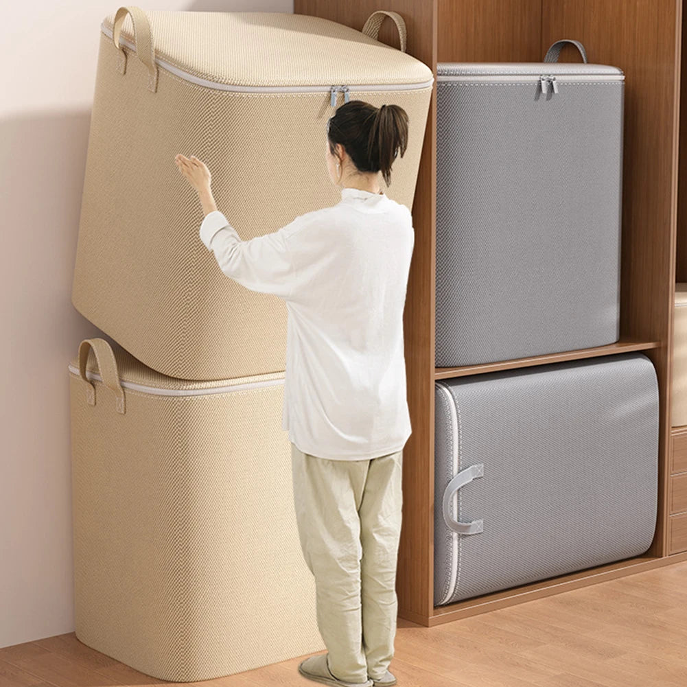 Foldable closet organizer with extra large capacity for bedding and clothes