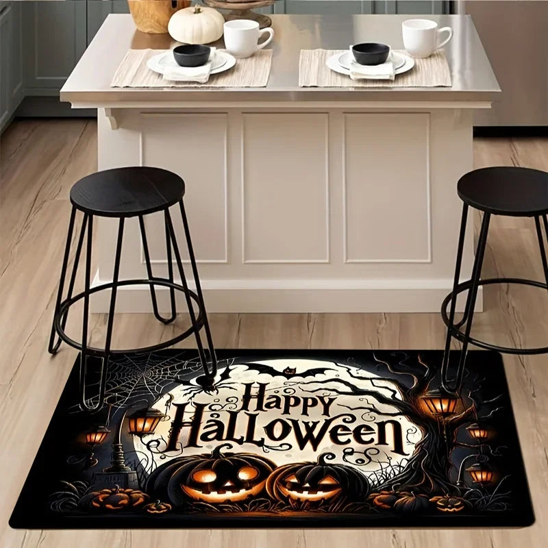 Halloween welcome mat non slip decorative carpet for kitchen