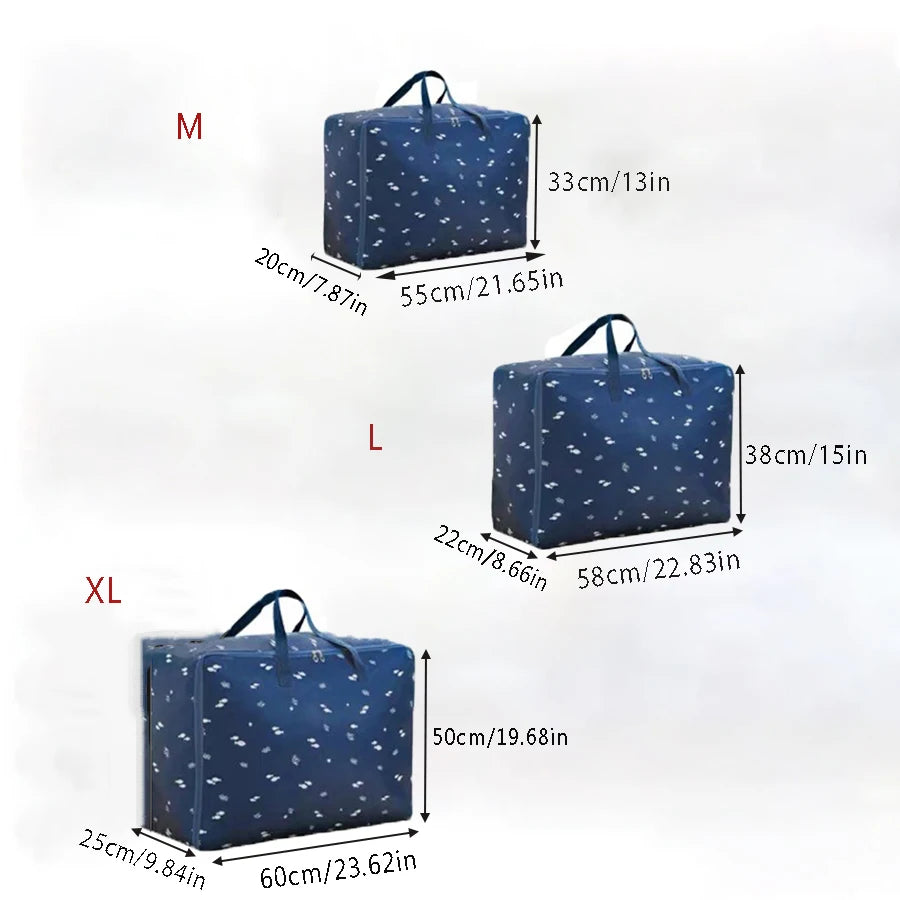 Oxford cloth storage bags in medium, large, and extra large sizes for quilts, blankets, and clothes