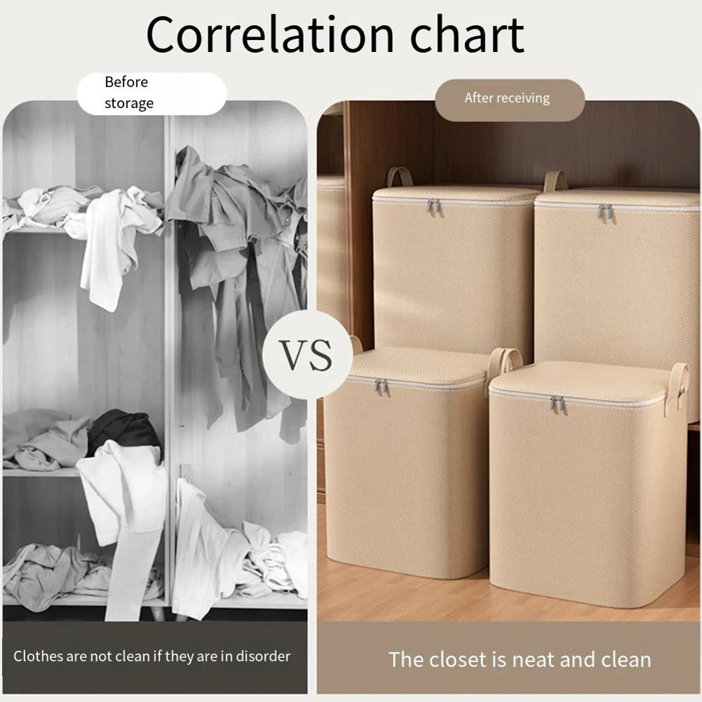Size comparison of extra large storage bags for closet organization