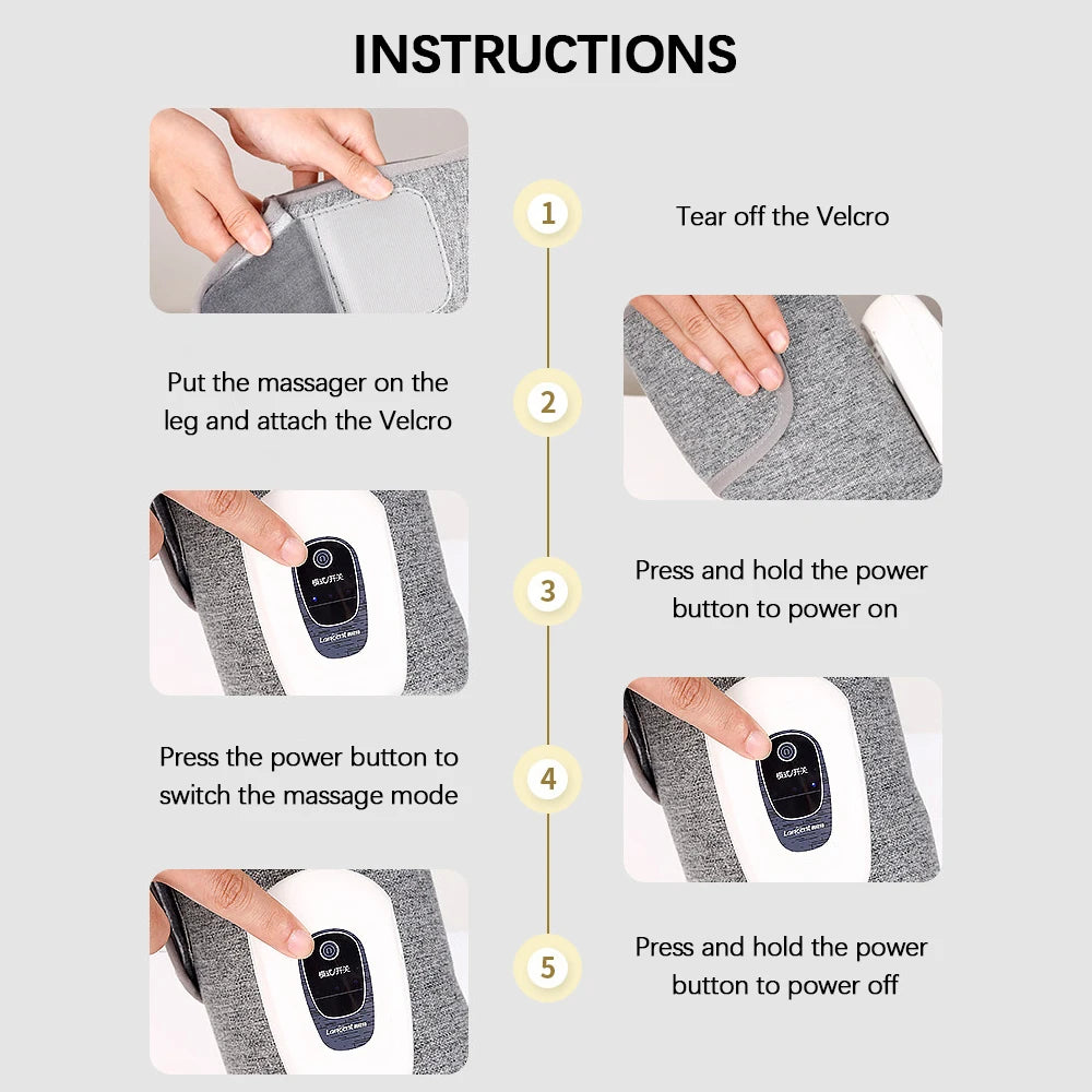 Instructions for using smart leg air pressure massager