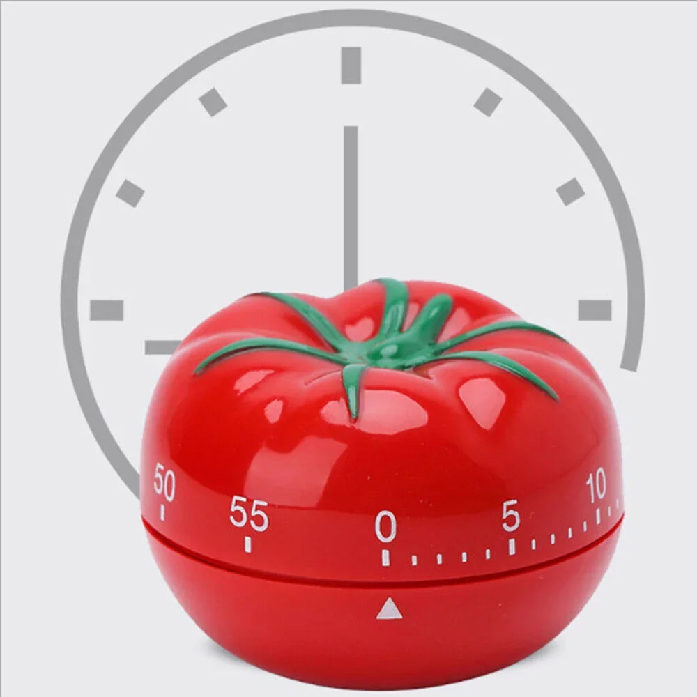 Tomato Pomodoro timer with clock background illustration