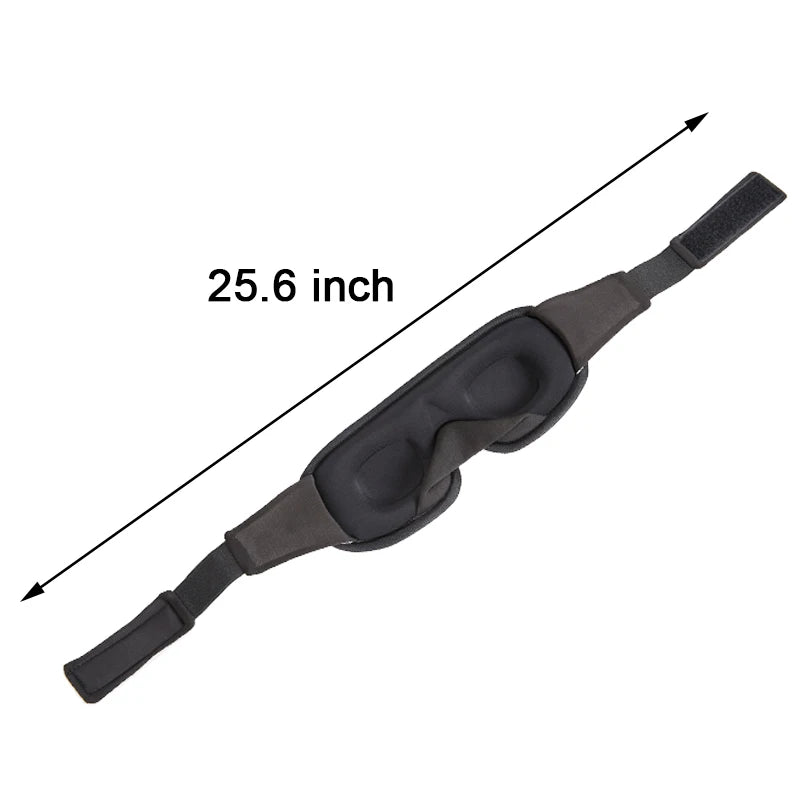 Black eye mask with measurement label on a white background