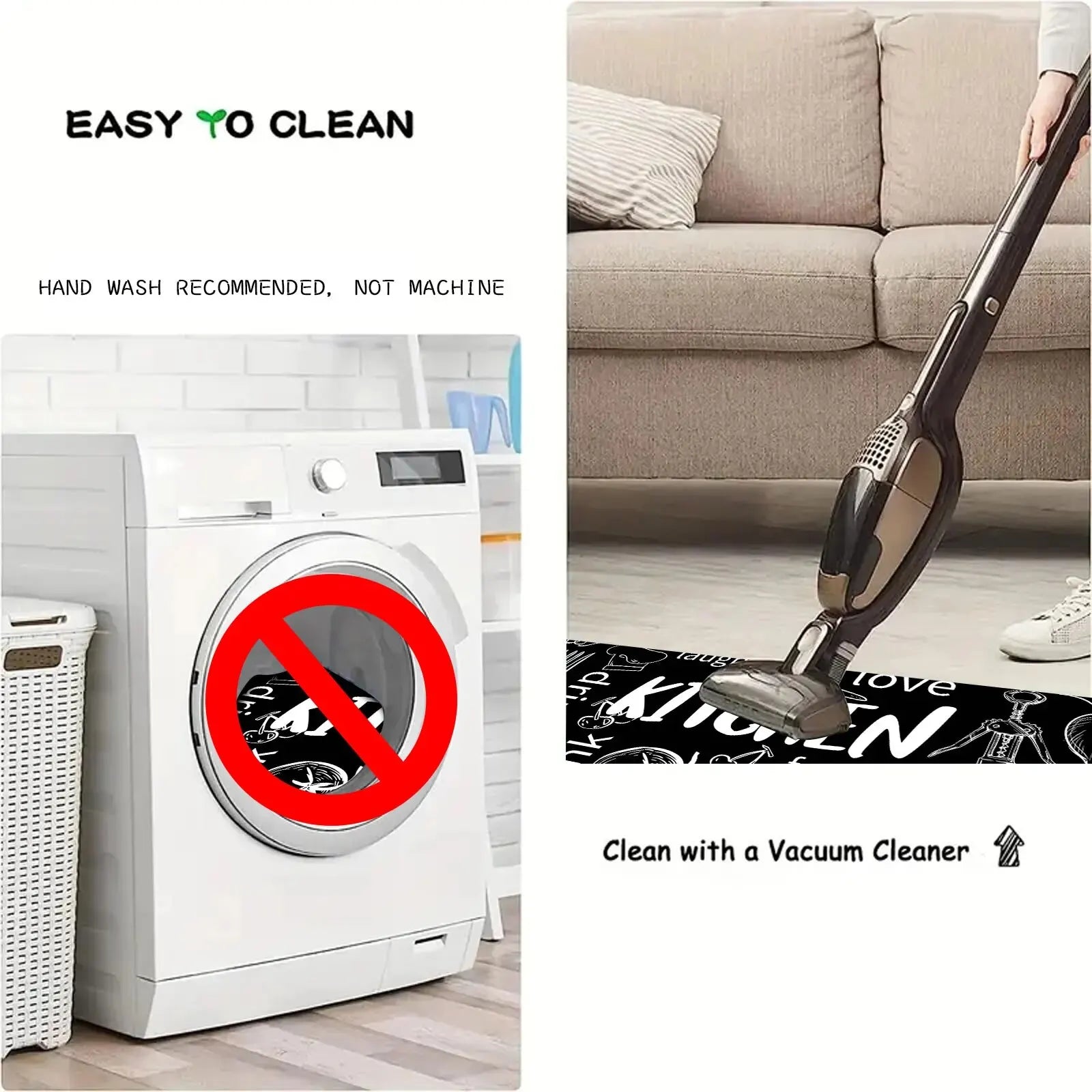 Easy to clean bathroom mat, machine washable and vacuum friendly.