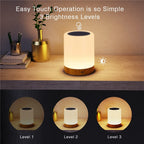 Easy touch night light with 3 adjustable brightness levels.