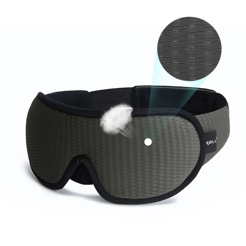 Gray sleep mask with texture detail on a white background