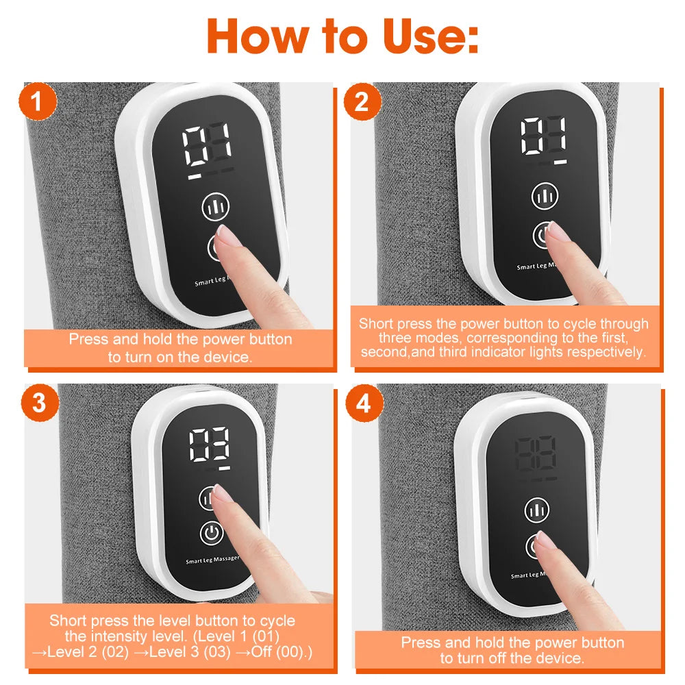 Instructions on how to use calf air compression massager