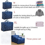 Oxford cloth waterproof storage bags 3-pack with medium, large, and extra large sizes usage guide